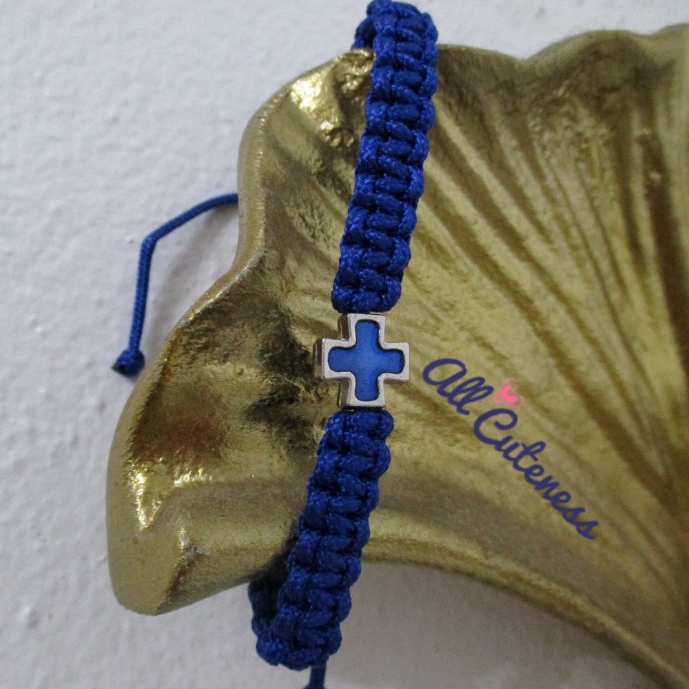 🎀 Blue Macrame Drawstring Bracelet - Picture 2 of 2